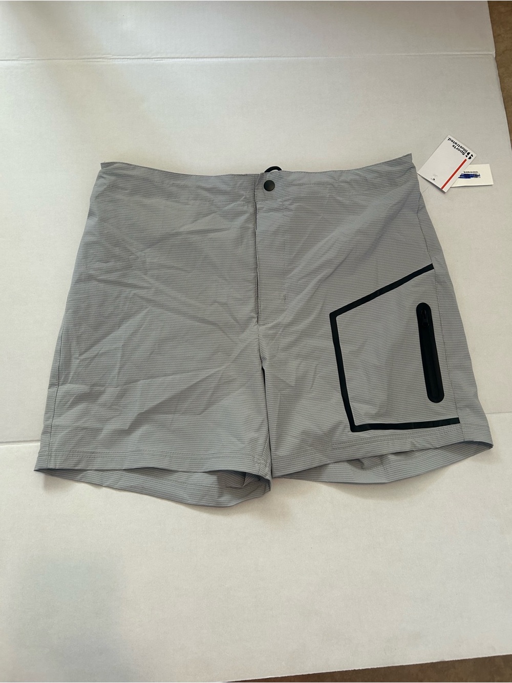 Light Gray Men's Swim Shorts with Black Trim XL (B1)
